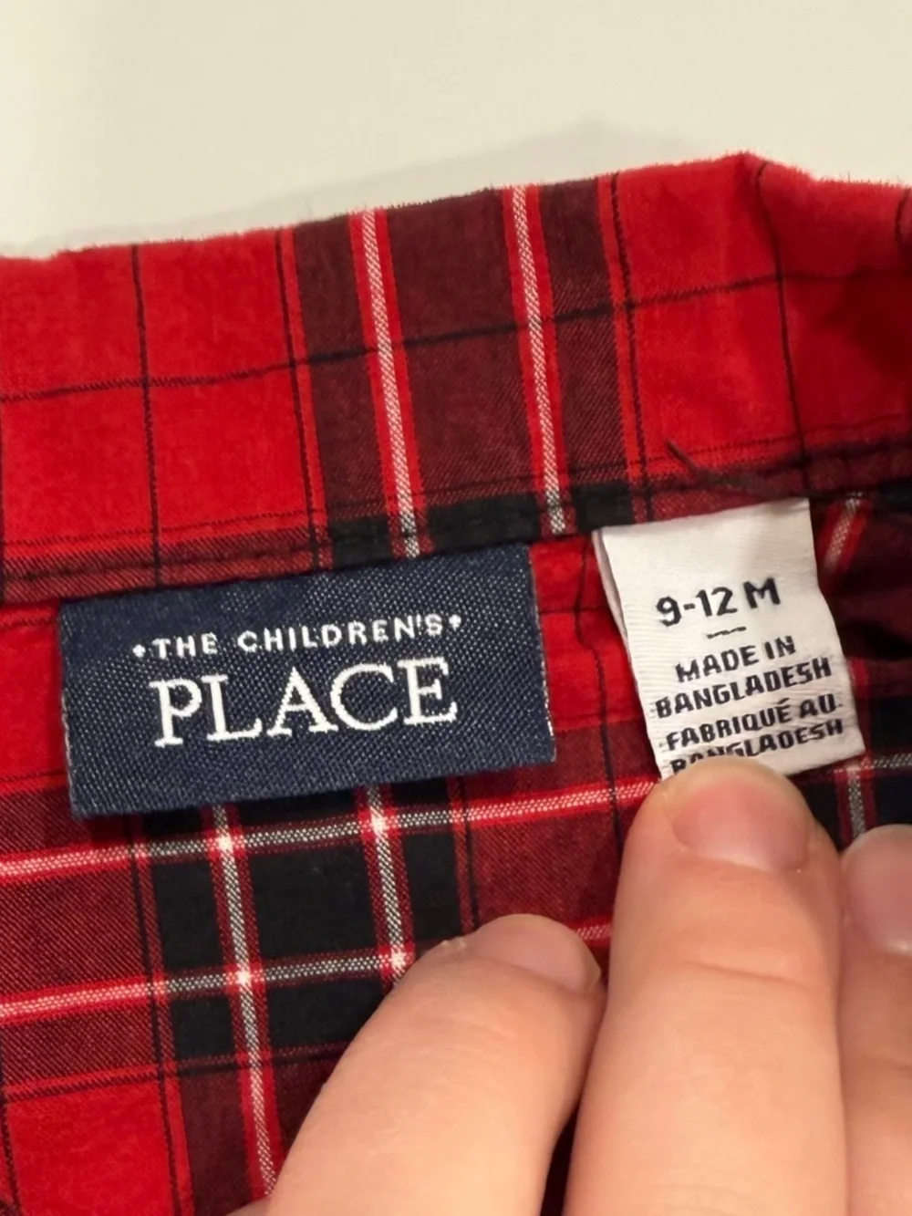 The Children’s Place two piece red plaid and Jean set for boys size 9-12